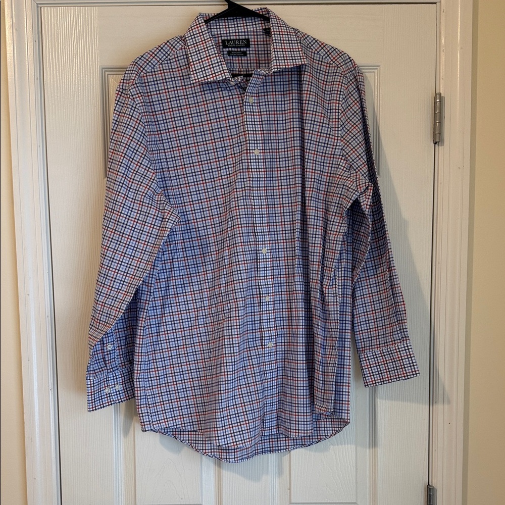 Ralph Lauren Men’s Blue and Red Plaid Casual Shirt